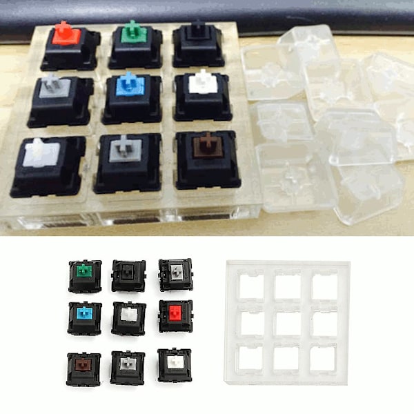 Akryltangentbordstestare 9 Klar Plasttangentlocksprov för Cherry MX-brytare