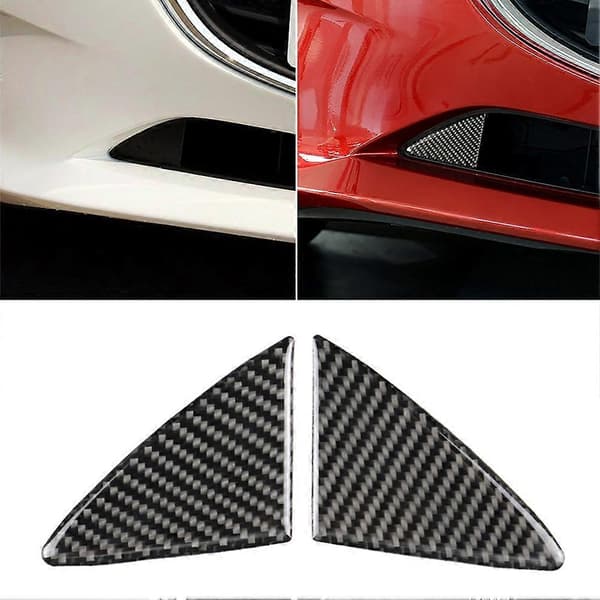 2 stk. Karbonfiber Front Bumper Bilstikker Tilbehør Dekor for Mazda 3 Axela