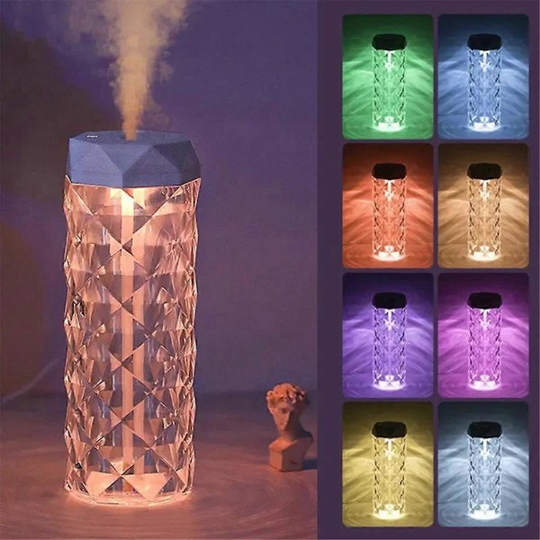 1000ML Farverig USB Krystal Luftfugter med Aromaterapi og Luftrensning til Soveværelse og Skrivebord
