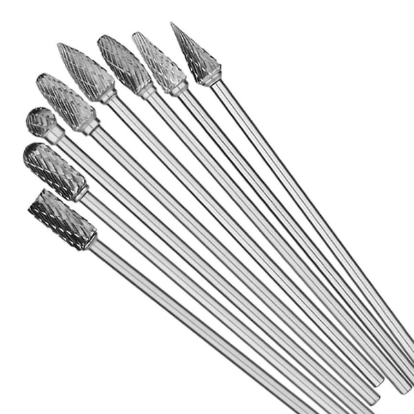 10 stk. 4 tommer lange dobbelt-skårne Wolfram-karbid roterende fræsere sæt 1/8 tommer (3 mm) skaft Twist Drill