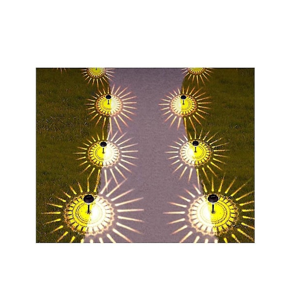 2 stk. Udendørs solcellelampe til sti, varmt lys, LED-solcellelampe, udendørs vandtæt, solcelledrevet have