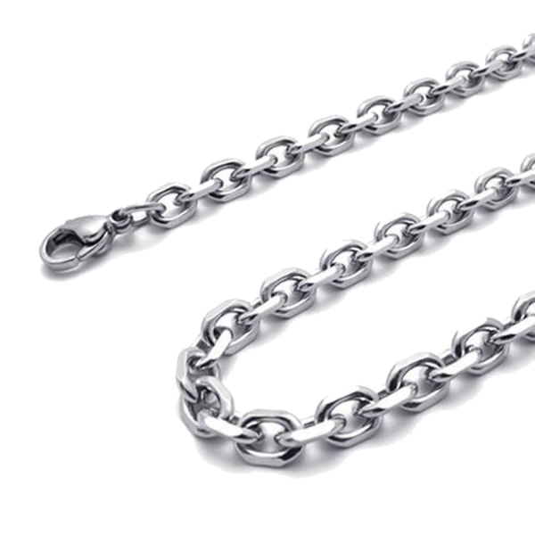 Sammetsväska Smycken Damkedja för män, Halsband i rostfritt stål, Silver, Bredd 3 Mm, Längd 60 Cm