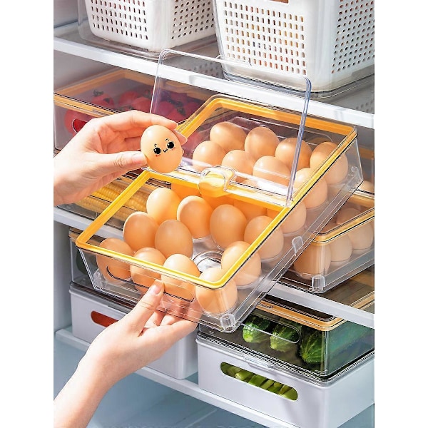 Eggboks med flip-topp, multifunksjonell oppbevaringsboks for egg til kjøleskap