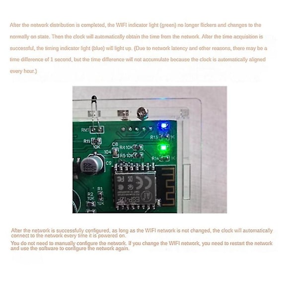 Esp8266 Wifi Klokke Nettverkstidsinnstilling Digitalt Display Led Dot Klokke Rød Grønn Tidsvisning