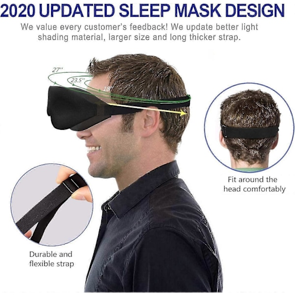 3D Sömnmask, Ny Ankomst Sovmask för Kvinnor Män, Konturerad Kupol Nattbindel, Lyx Li