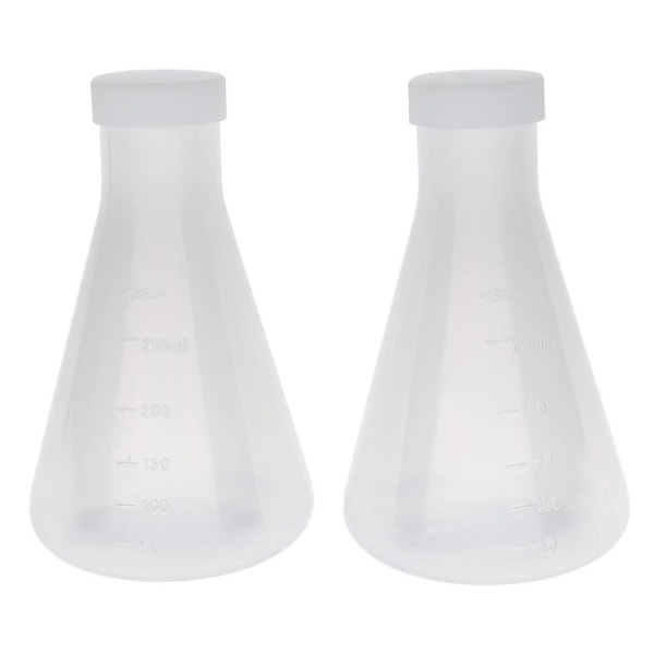 Laboratory Graduated Plastic Conical Erlenmeyer Flask, Measurable, Smooth Thick Wall, Two Bottles O