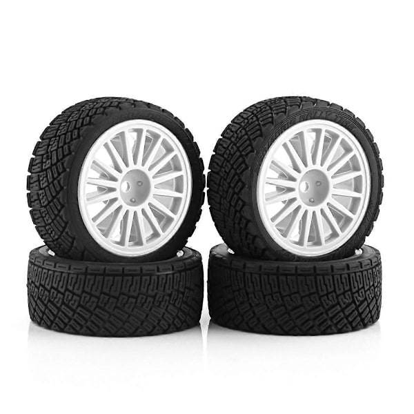 4 stk. 67 mm gummidekk hjuldekk for XV01 XV02 TT01 TT02 PTG-2 1/10 RC racerbil oppgraderingsdeler, hvit