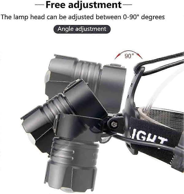 Oppladbar hodelykt 10000 Lumen Zoombar Vanntett Hodelykt Lyseste Hodelykt