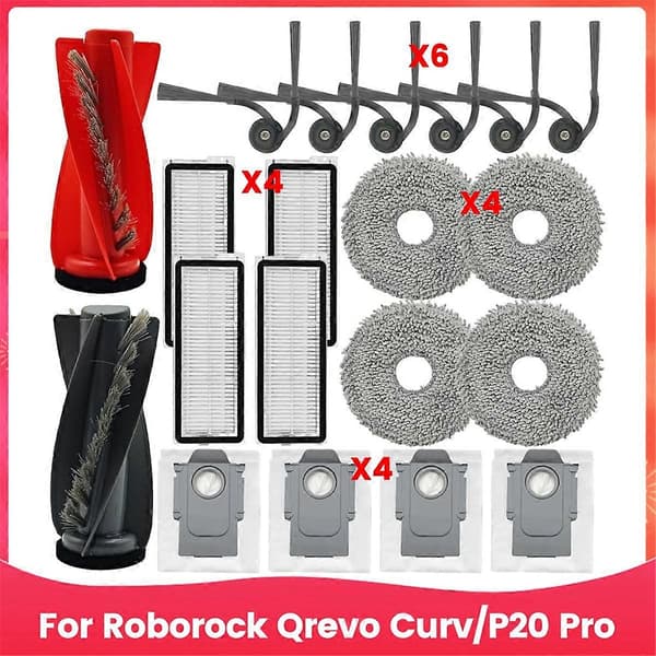 For Roborock Qrevo Curv Støvsuger Doble Hoved- og Sidebørster