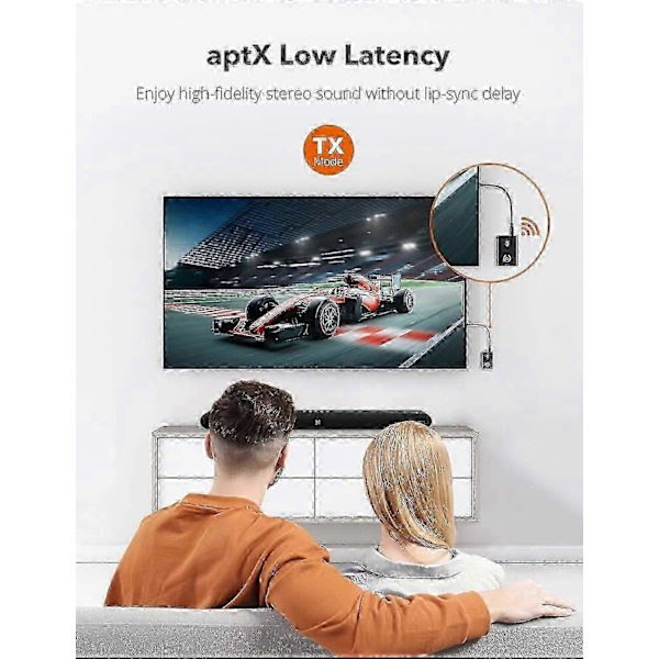TaoTronics Bluetooth 5.0 Audio Transmitter & Receiver - 2-i-1 Trådløs 3.5mm Adapter til TV, PC, Bil
