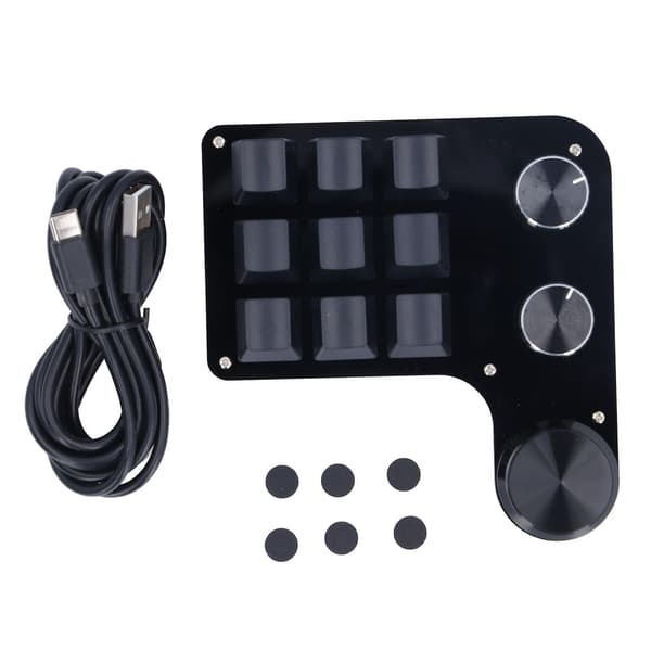 Mini Gaming Keypad 12 Taster 2 Knapper Blå Kontakt Sort Farve Programmering Makro Keypad med RGB Lys til Industri