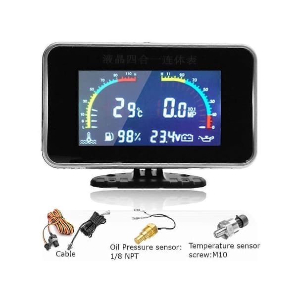 LCD Digital Oljetrycksmätare för Bil Digital Display Sensor Instrumentpanel Voltmeter Vattentemperaturmätare