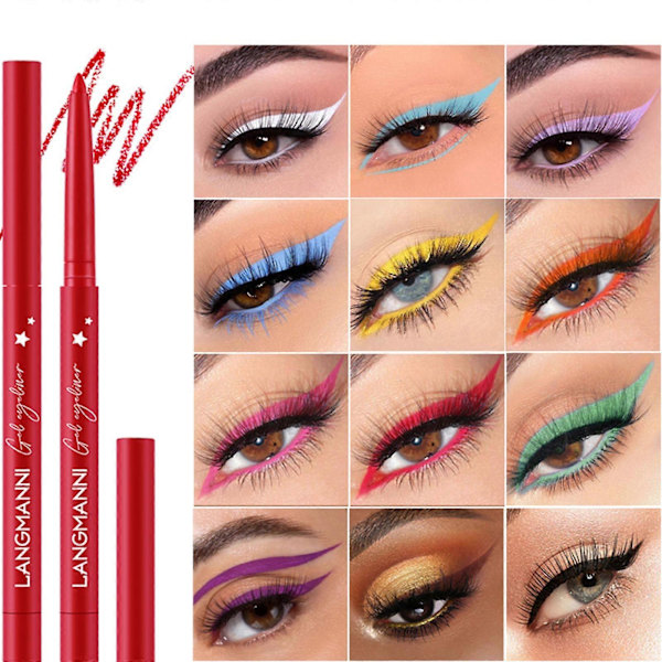 Ögonskuggspaletter för kvinnor 12 färgers eyeliner set matt färg eyeliner set långvarig