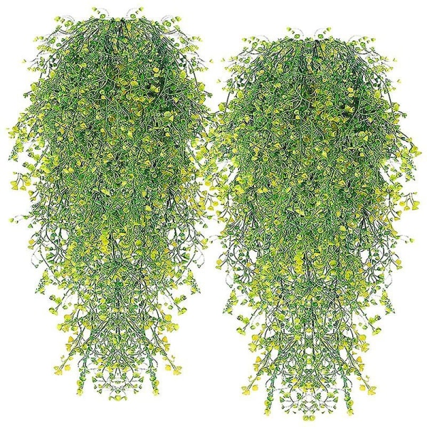Hengeplanter Kunstige planter for vegg hjemmerom Pakke med 2 (gul)