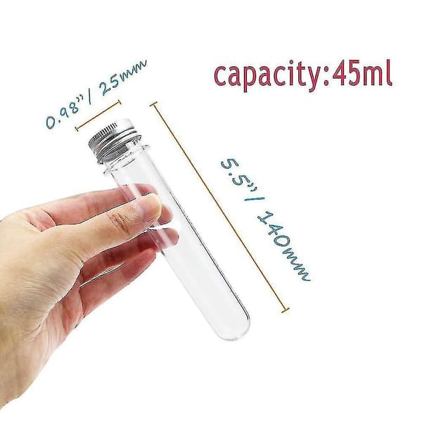 24 st Plastprovrör, 45 ml Transparent Provrör med Lock, 140x25 mm