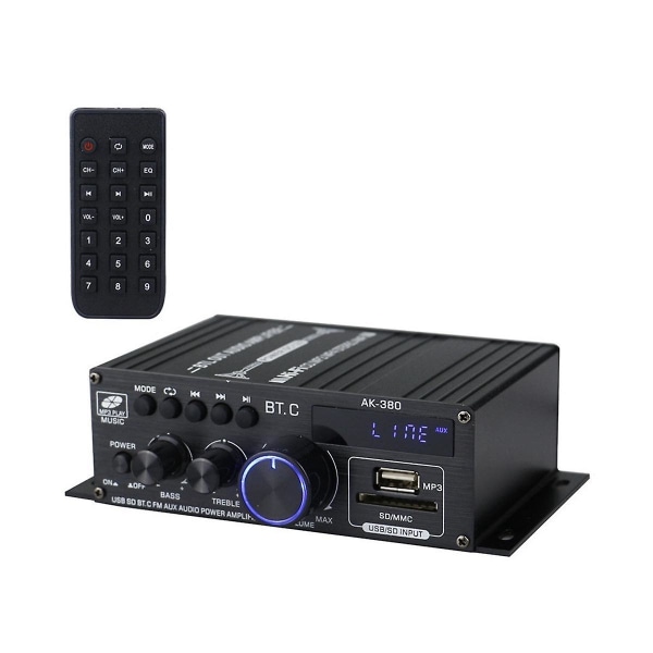 Ak380 800W 12V effektforstærker Bluetooth Stereo Hjemmebil BASS Lydforstærker Musikafspiller Bilhøjttaler Klasse D FM USB/SD