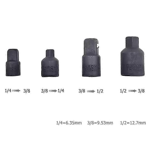 4 Luftslagnøgle Adapter Sæt 3/8\" til 1/4\" 1/2 tomme Drev Skralde Reduceringssæt