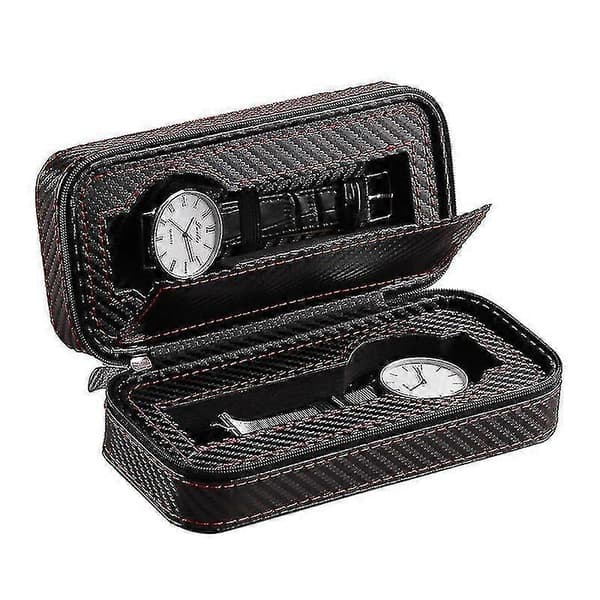Klockbox Pu Portabel 2 Fack Klockförvaringsväska