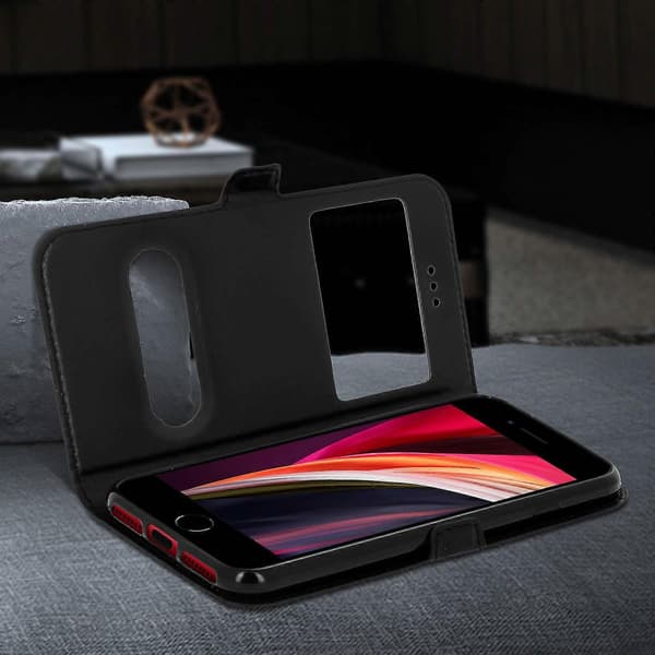 iPhone 7 / 8 / SE Deksel Dobbel Vindu Videostativ