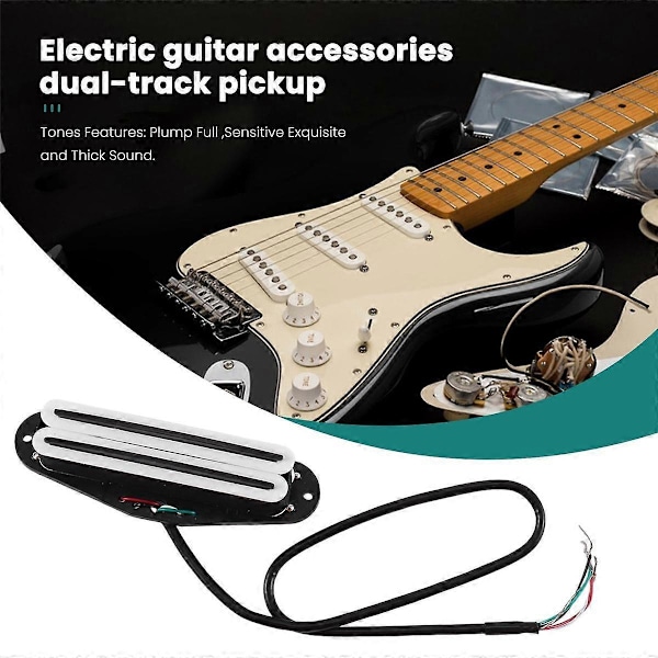 Hot Rail Pickups Double Track 11K Alnico5 Gitarrpickup Passar Strat Tele Elektrisk Gitarr, Vit