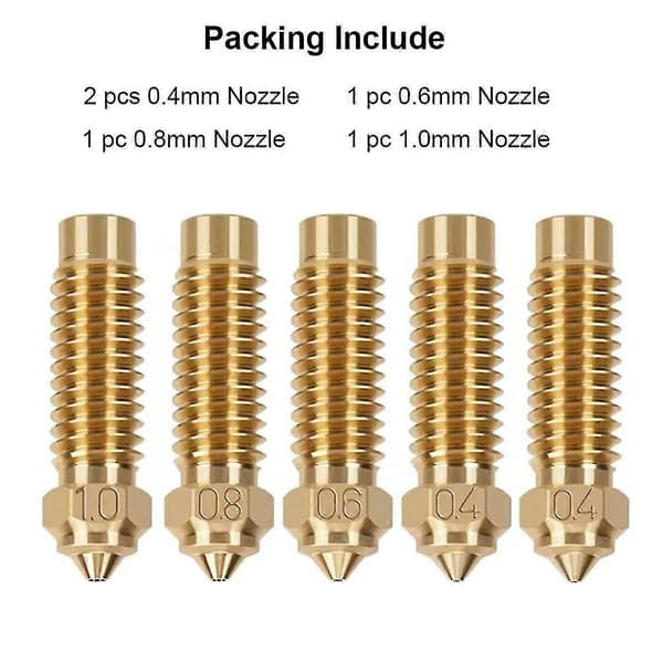 5 stk. Volcano Dyser til Neptune 4 Max/Plus Extruder Nozzle Printer Head Dyser Hotend Extruder Tilbehør