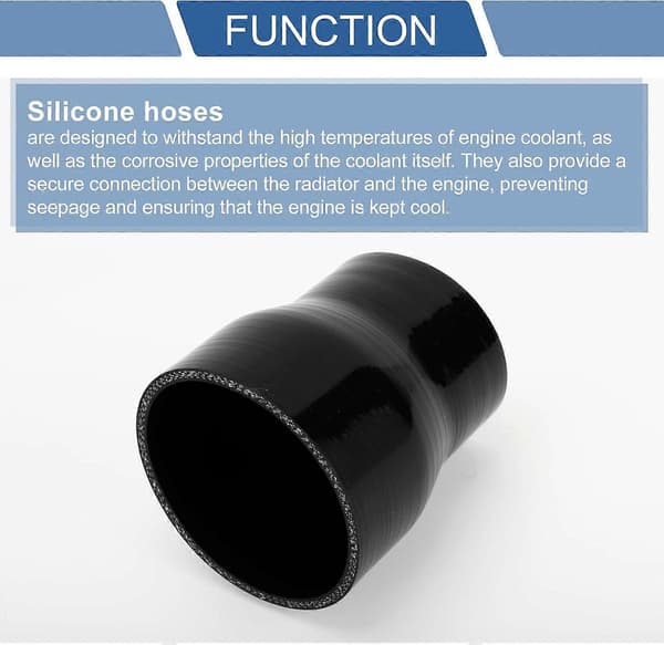 X1 stk. 70mm/2.76\"-89mm/3.5\" ID 100mm/3.94\" Længde 0 Grader Sort Bil Silikone