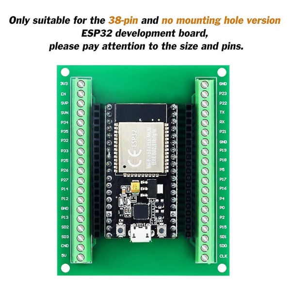 2 stk Esp32 Breakout Board Gpio 1 til 2 til 38pin smal version Esp32 Esp-wroom-32 mikrocontroller