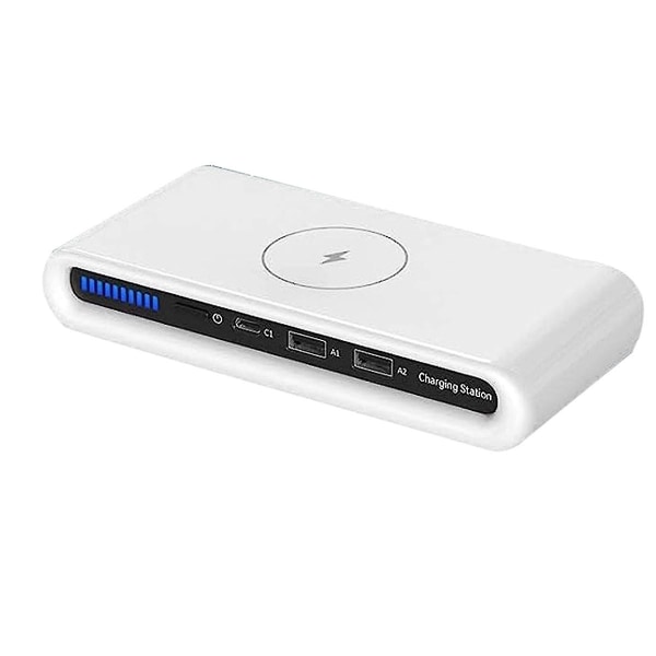 Bærbar trådløs lader, 4-i-1 multiport trådløs lader Qc3.0 Hurtiglading Dual Usb Wireless Ch