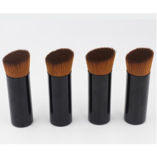 Mini Oblique Head Liquid Buffer Brush Blød bærbar foundation makeup børste 4 stykker brun