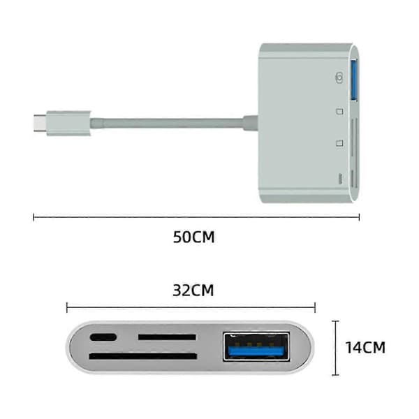 Usb-C SD-kortlæser, 4 i 1 Usb Otg-adapter til kamera, telefon
