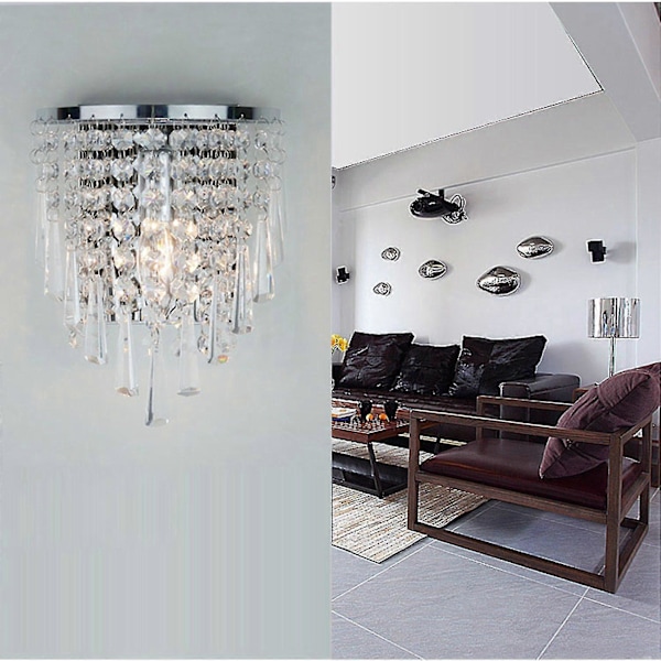 2x Moderne Krystal Væglampe Krom Sconce Væglampe Til Stue Badeværelse Hjem Indendørs Belysning