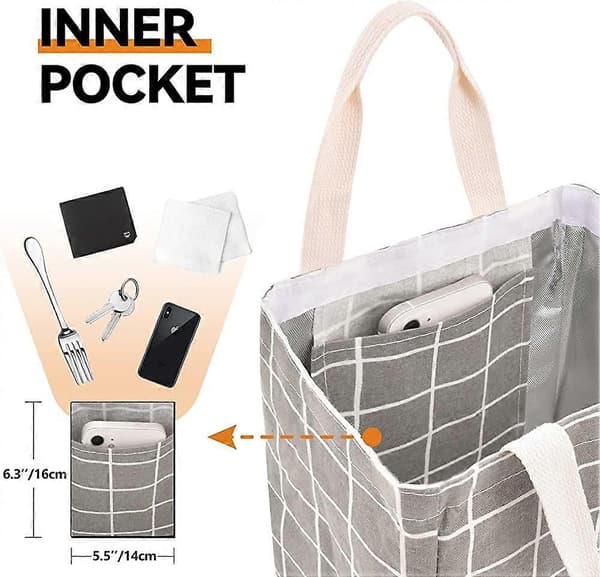 Isolert Lunsjbag Kjølebag Lunsjboks Tote for Kvinner Menn Voksne Barn (Grå)