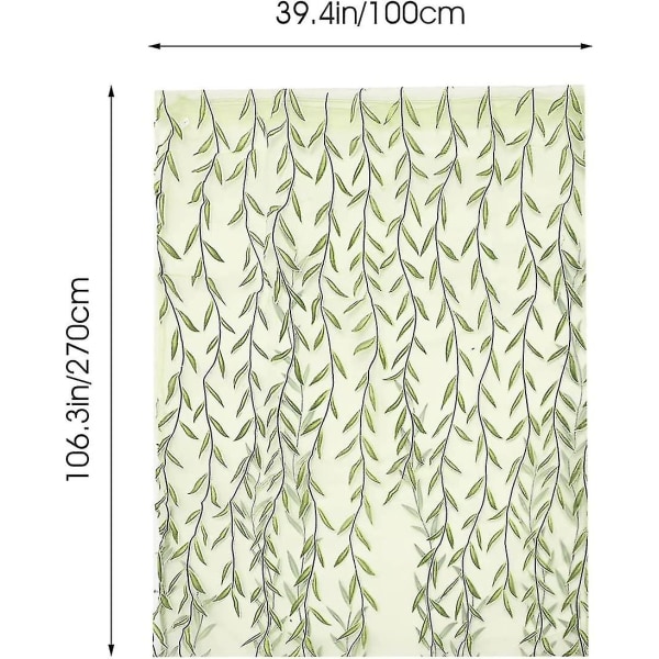 Transparent Voile Dekorativ Gardin For Soverom Stue Blomster Trykk 100 X 270 Cm(grønn)