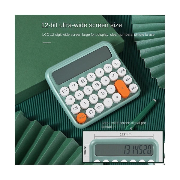 12 siffer Firkantet kalkulator Skrivesaker Stor LCD-skjerm Kontorkalkulator Skole Dual Bærbar Hvit