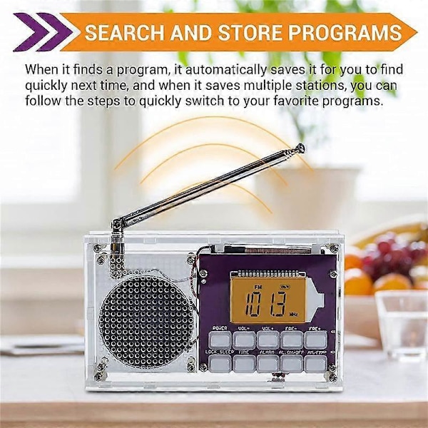 DIY Digital Radio Kit med ur FM 87-108MHZ Digital Radio LCD Display Samlekit til studerende ST
