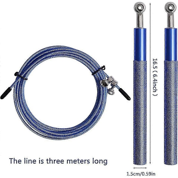 Speed Jump Rope, Justerbart Speed Rope Sjippetov med Skridsikkert Legeringshåndtag og Glatte Lejer (blå)