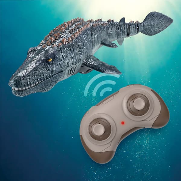 Fjernstyret dinosaur til børn Mosasaurus dykkerlegetøj RC båd med lys spray vand til swimmingpool sø badeværelse Ocean Protector badelegetøj