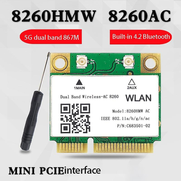 1200mbps Nettverkskort 8260hmw Ac 2.4g+5g Mini Pci-e Card 4.2 Bluetooth Wifi-kort 802.11ac 867mbps F