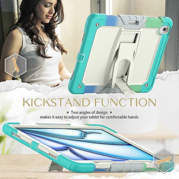 Fodral för iPad Air 13 (2024) PC+silikon surfplatteskydd med pennfack och stativ