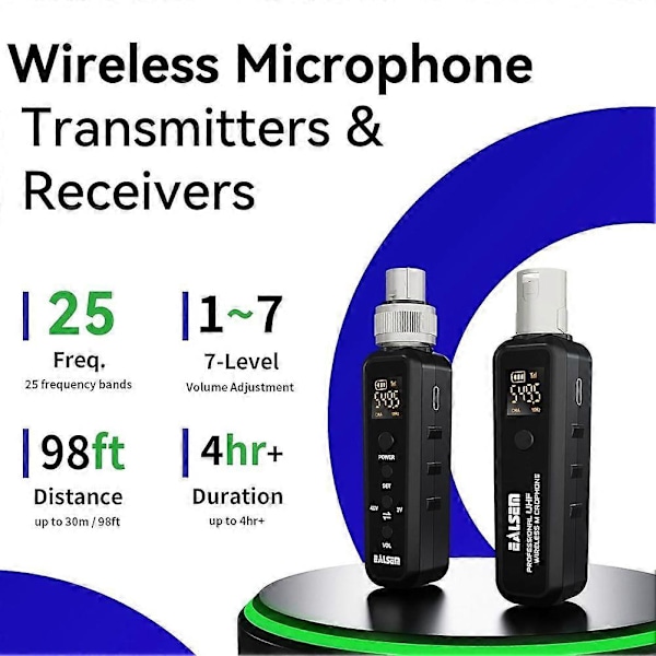 UHF Trådløst XLR Sender-Mottaker System for Dynamisk & Kondensatormikrofon & Gitar 540-590MH