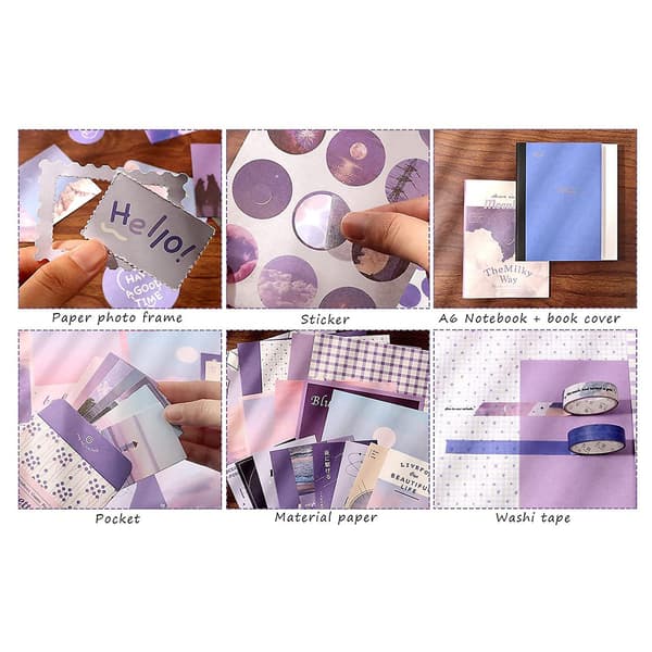 Æstetisk Scrapbogsæt (348 dele), Junk Journal Sæt med Journaling/Scrapbooking Tilbehør, Papirvarer