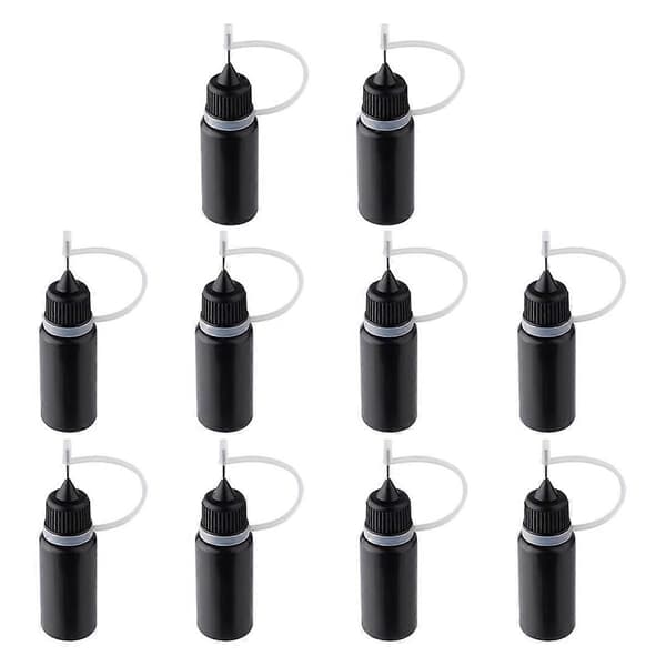 10 st Precisionsapplikatorflaskor med spets Svart Metallnål Plastflaska 10ML Precisionsapplikatorflaskor med spets