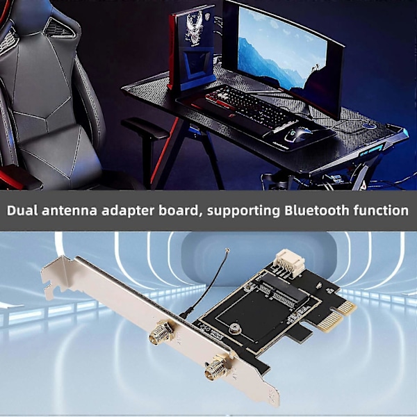 PCI-e X1 - M.2 NGFF E-key Langaton Wi-Fi-sovitin Hampailla Pöytätietokoneelle