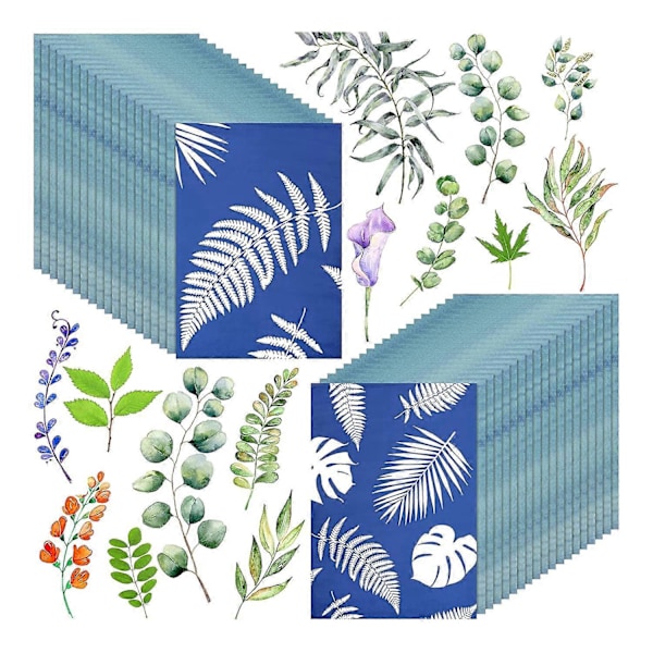 60 Ark Soltrykkpapir Blått Format A5 Høy Sensitivitet Solpapir for Kunst Håndverk DIY