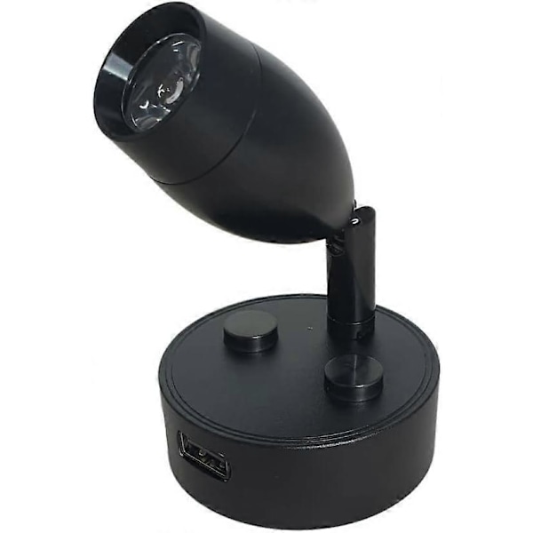LED Leselys 12V-24V 3W Svart Spotlight, Berøringskontrollert Bryter, USB-Lading, For Caravan Bobil Båt Sengelampe