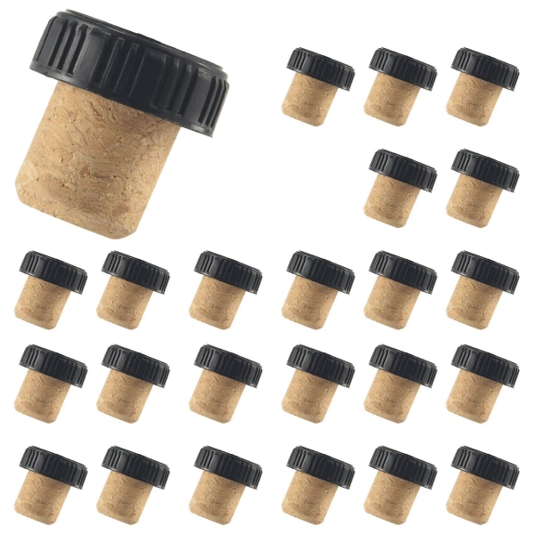 24 stykker korkplugger Korkstoppere Smakskorker T-form vinkorker med topp trevinflaske Sto