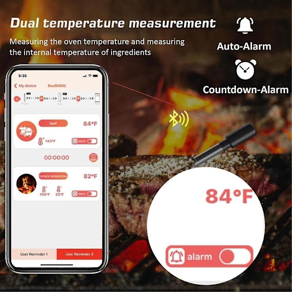 Trådlös Kött Termometer För Matlagning Ugn Grill Bbq Biff Kalkon Kök App Smart Digital Bluetooth Barbecue