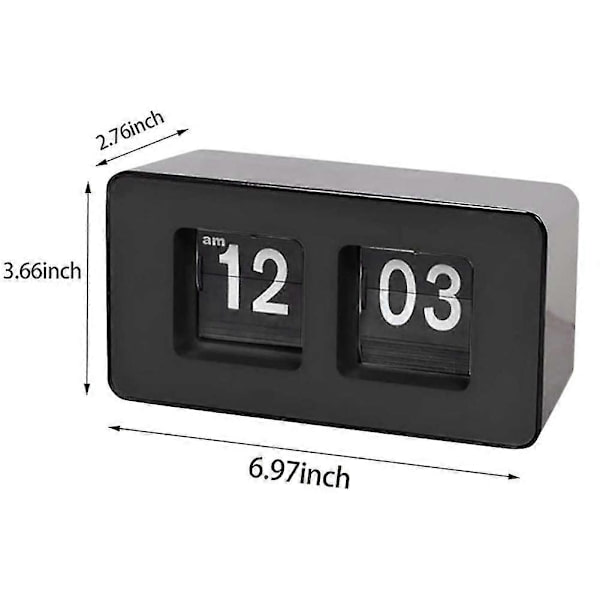Automatisk Vändbar Klocka, Klassisk Retro Klocka, Digitalt Skrivbordsbord Sida Ner Klocka, kompatibel med Sovrum (Svart, 1 st