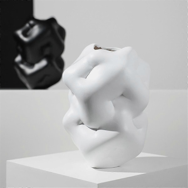 Modern Enkel Resin Vas Omslutande Konst Blomvas Vas Mjuk Dekoration Vit(B)