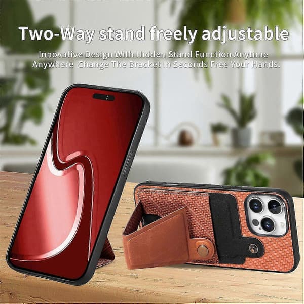 För iPhone 16 Pro Skal K-Format Stöd Läder+PC+TPU Telefonskydd - Grön